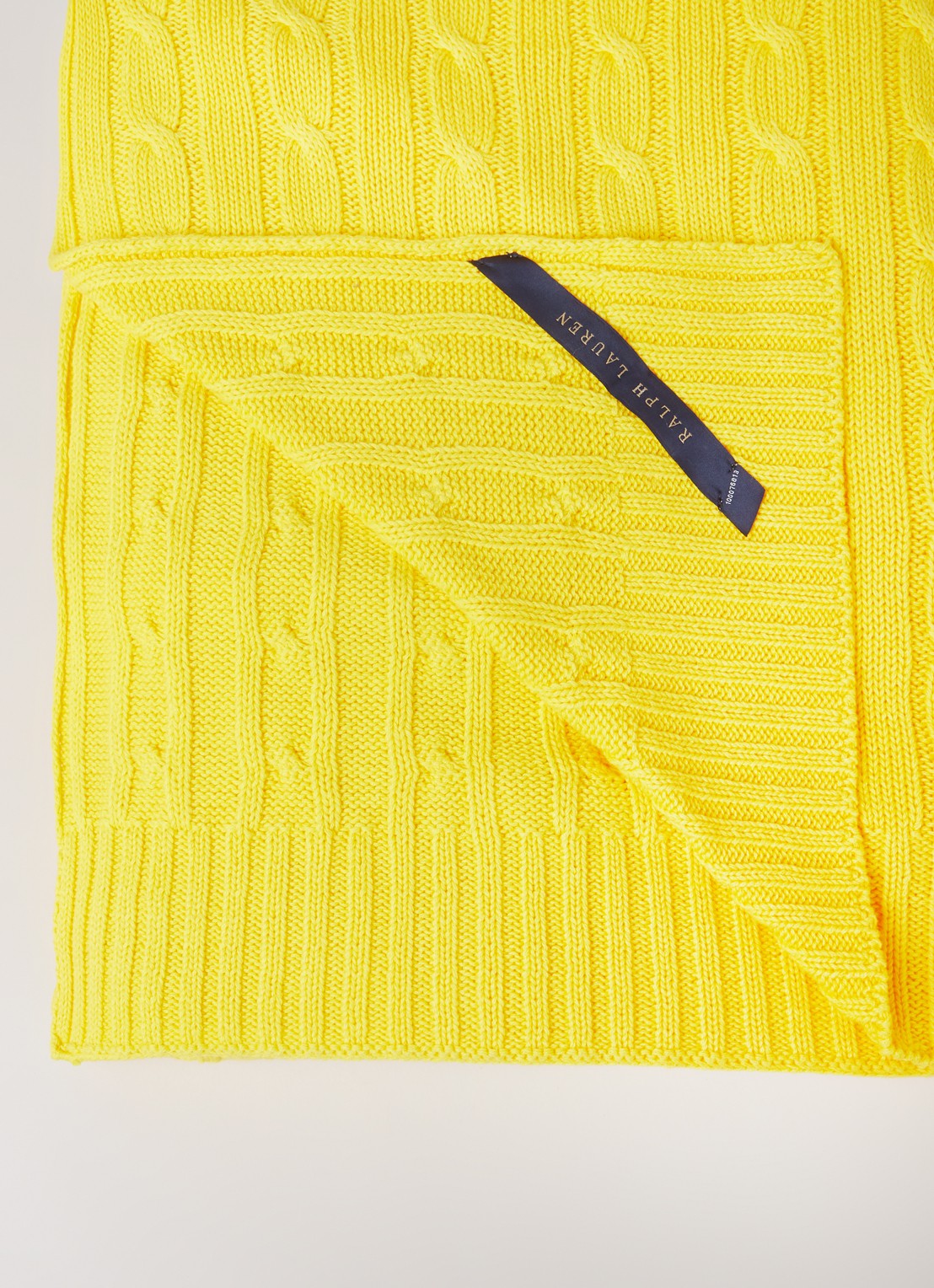 Ralph Lauren Cable plaid van katoen 127 x 177 cm - detail 4 geel