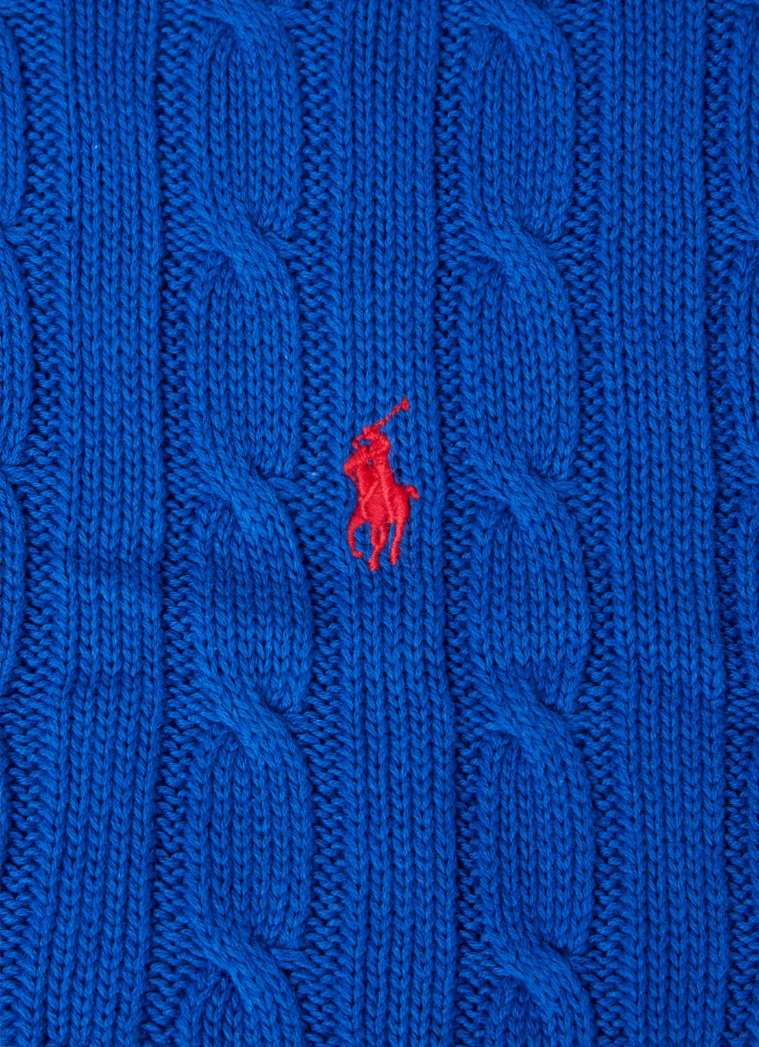 Ralph Lauren Cable plaid van katoen 127 x 177 cm - detail kobaltblauw
