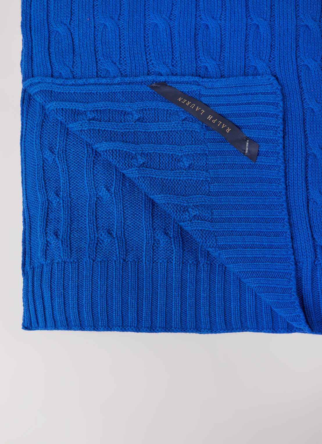 Ralph Lauren Cable plaid van katoen 127 x 177 cm - detail 2 kobaltblauw