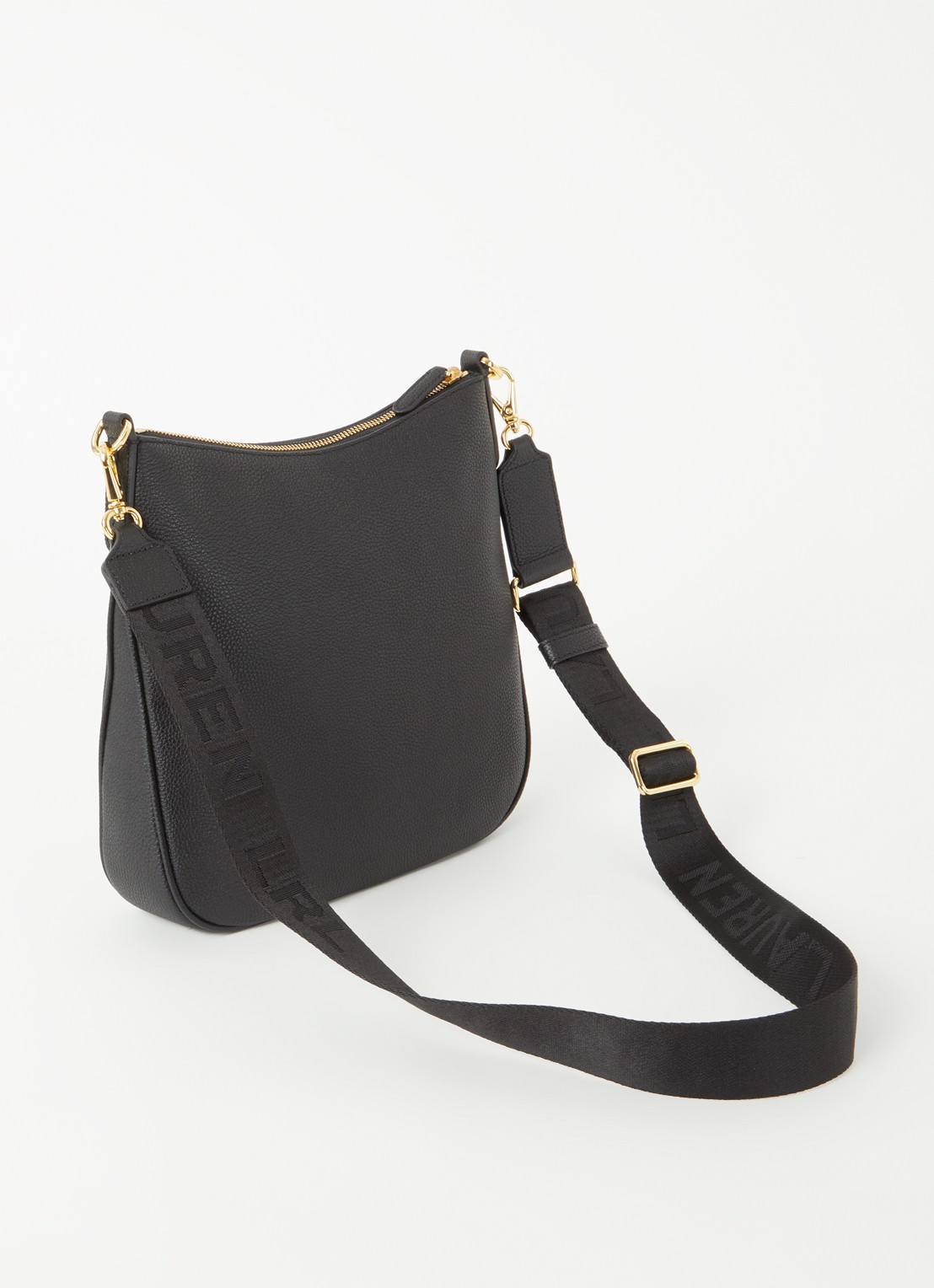 Ralph Lauren Cameryn crossbodytas van leer met afneembare schouderriem - achterkant zwart