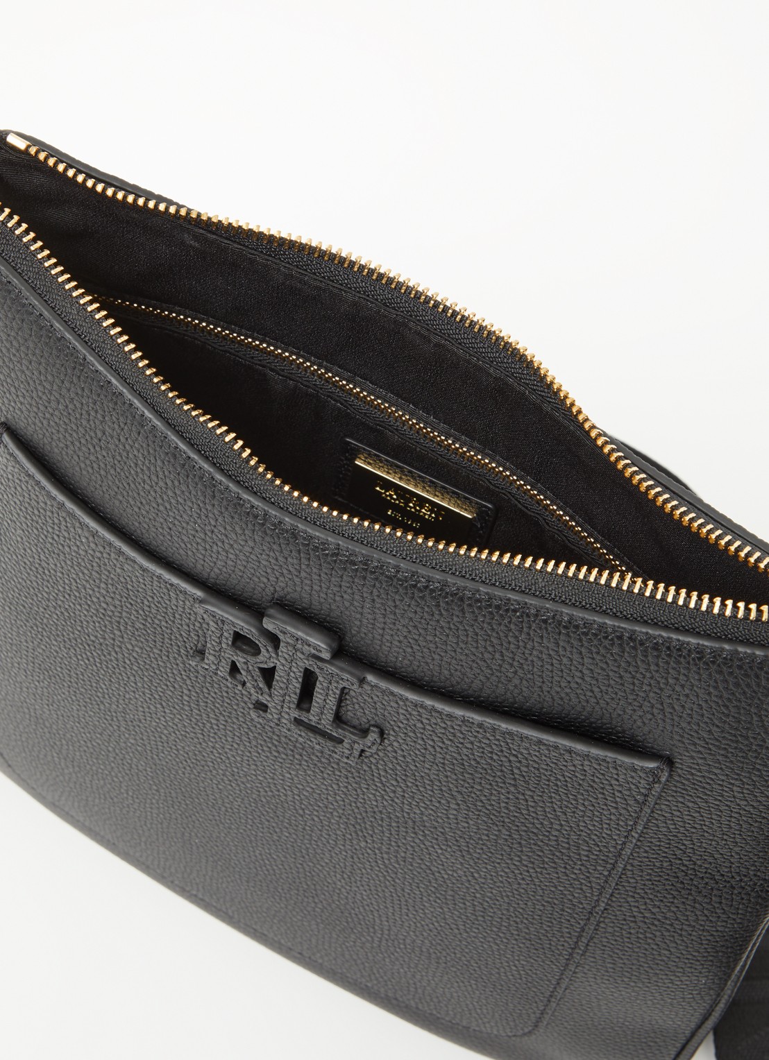 Ralph Lauren Cameryn crossbodytas van leer met afneembare schouderriem - detail 2 zwart