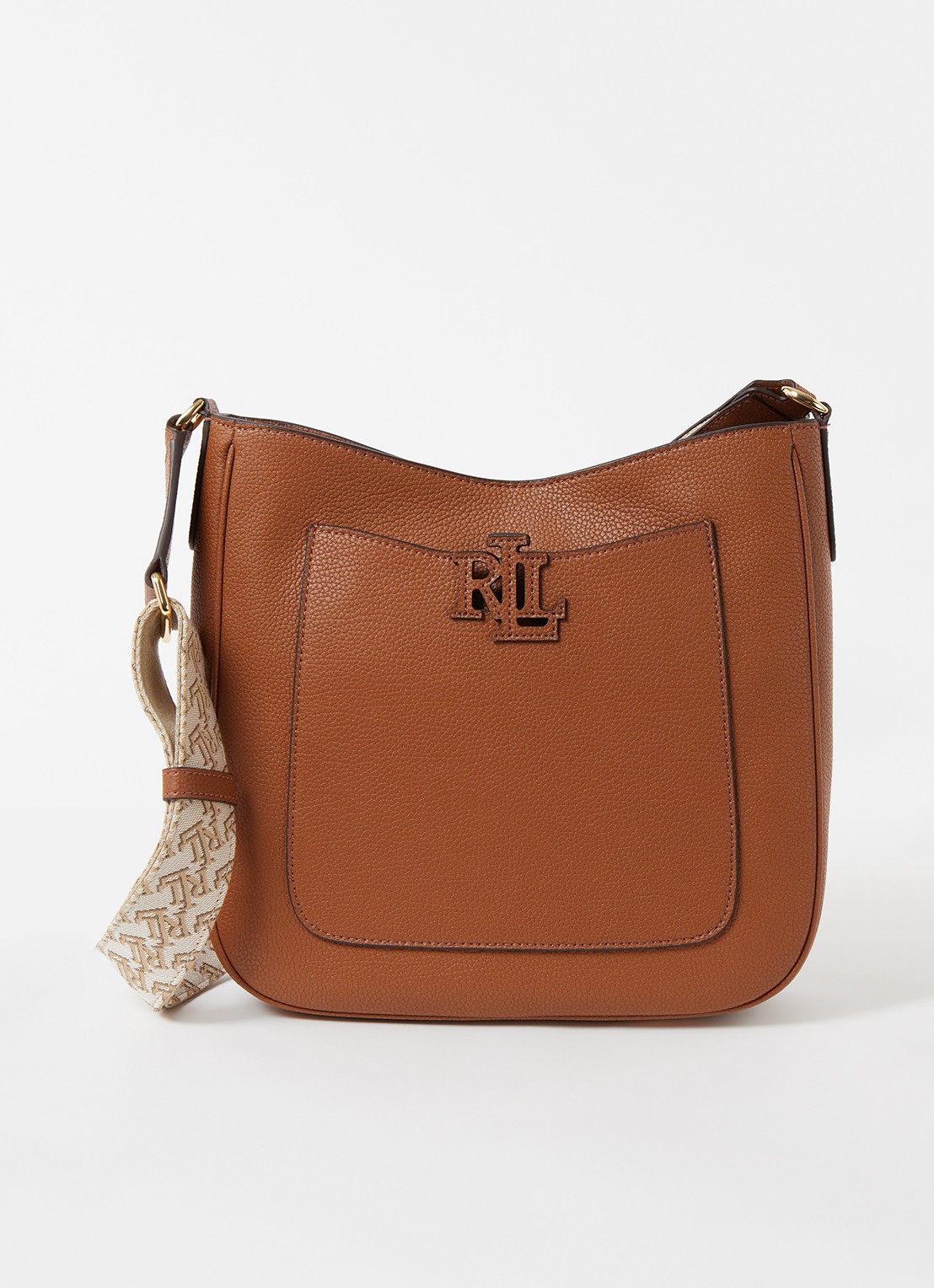 Ralph Lauren Cameryn Medium crossbodytas van leer - voorkant 4 cognac