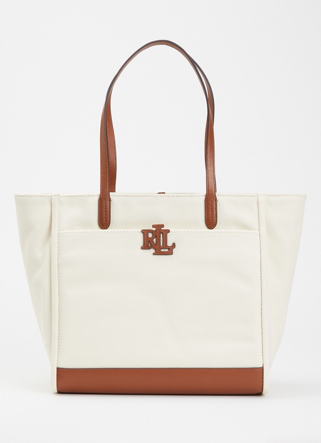 Ralph Lauren Cameryn shopper van canvas met details van leer  - voorkant 5 beige