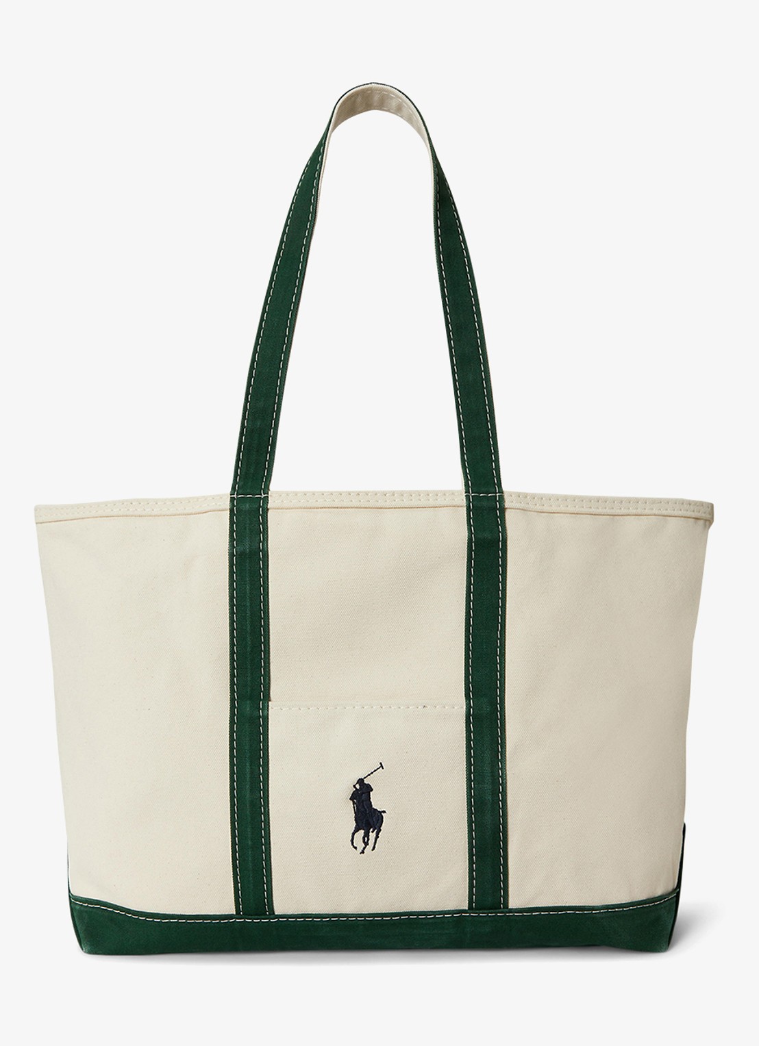Ralph Lauren Canvas draagtas met Big Pony - voorkant cream/green / crème