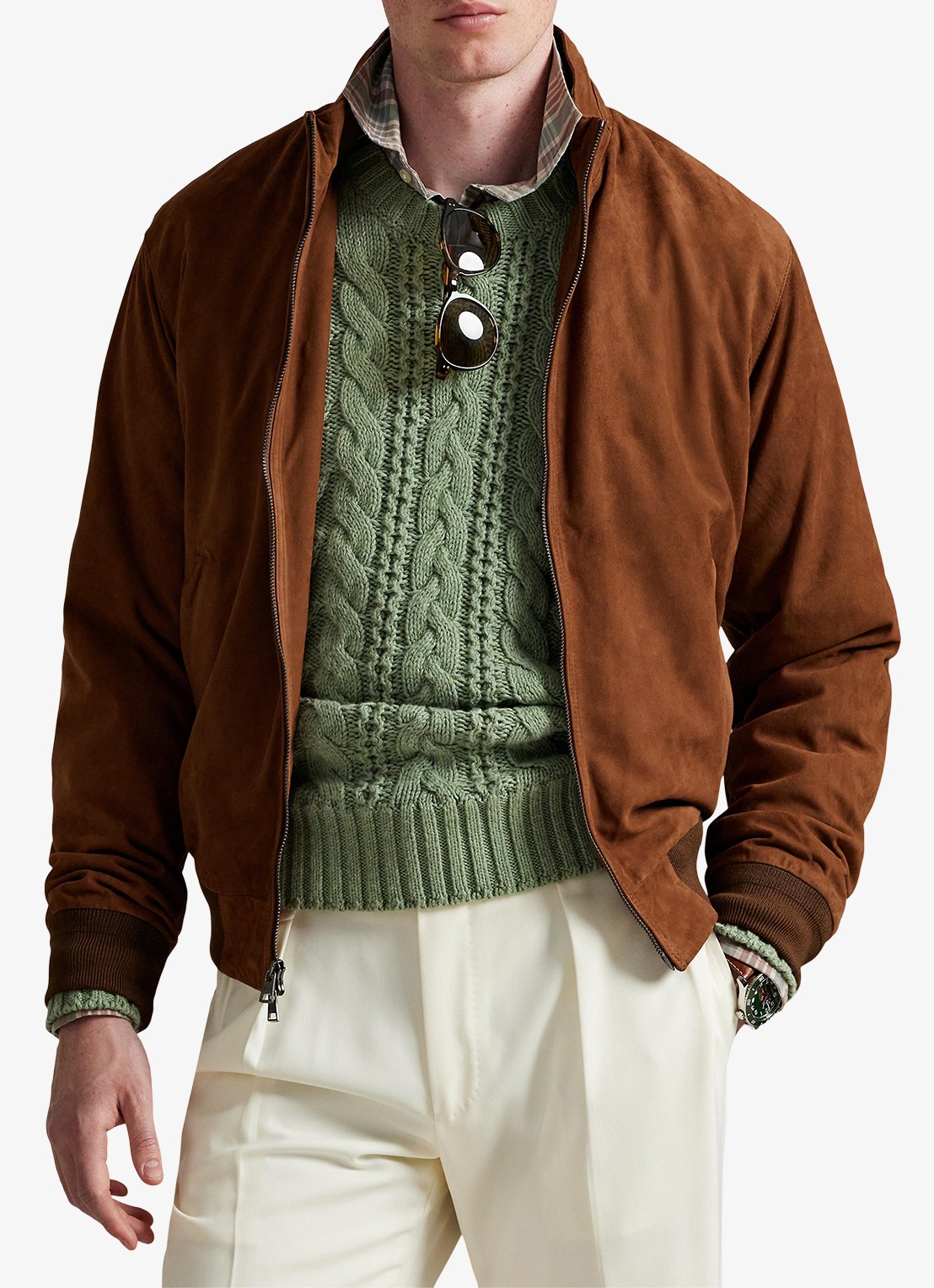 Ralph Lauren Charleton jack van geitensuède met opstaande kraag - detail 4 pale russet / roestbruin
