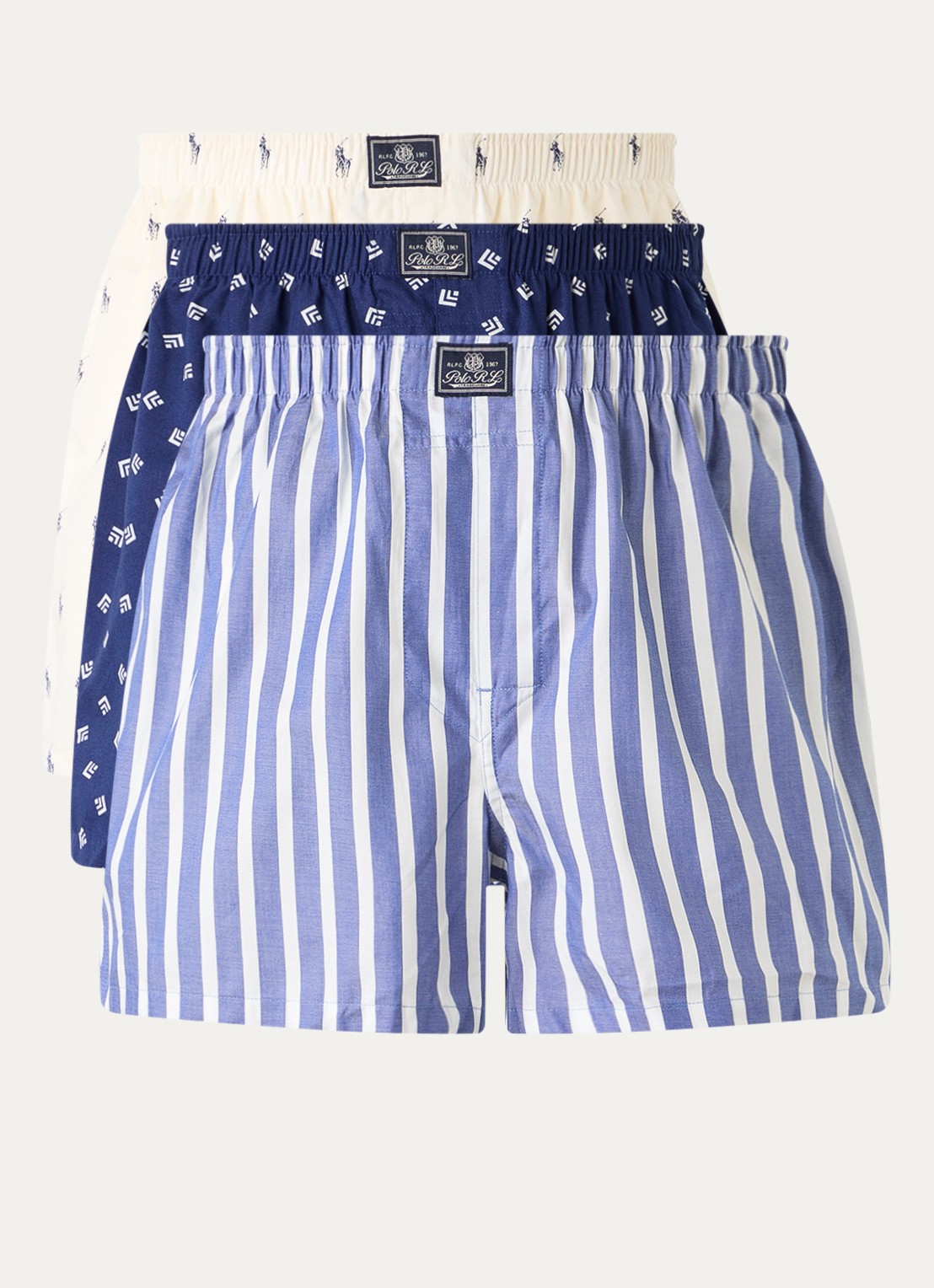Ralph Lauren Classic boxershort van katoen in 3-pack - voorkant 2 blauw