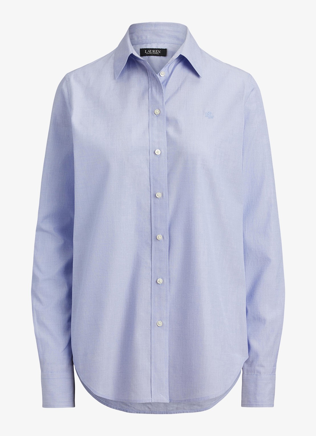 Ralph Lauren Classic fit blouse met logoborduring - voorkant 2 lichtblauw