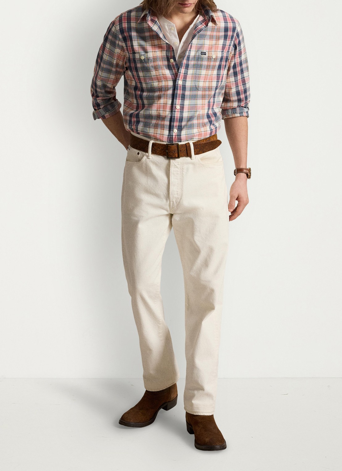 Ralph Lauren Classic fit madras overhemd met ruitprint - detail 2 grey navy multi / grijs