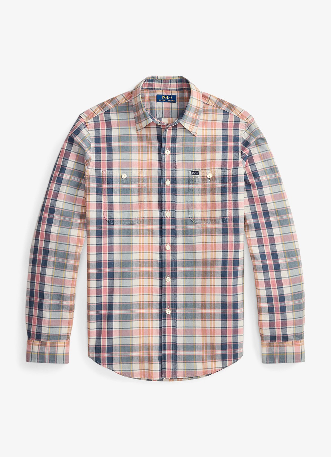 Ralph Lauren Classic fit madras overhemd met ruitprint - voorkant 4 grey navy multi / grijs
