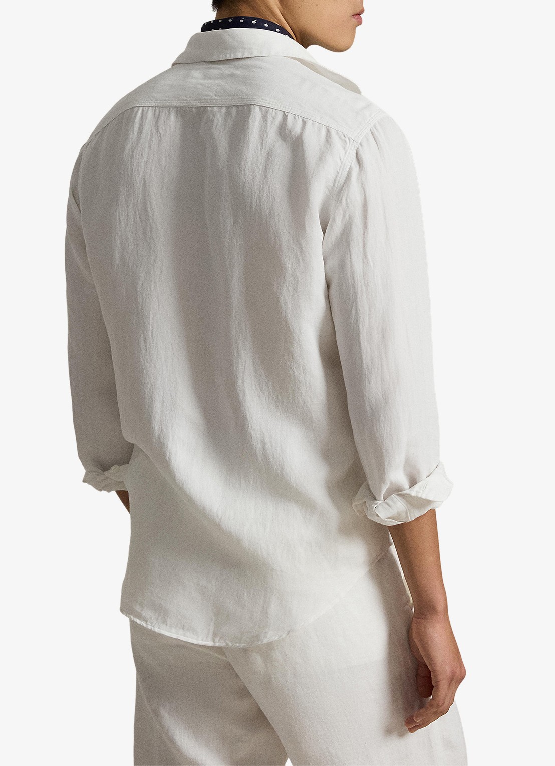 Ralph Lauren Classic fit overhemd in zijdeblend met borstzakken - achterkant white / wit