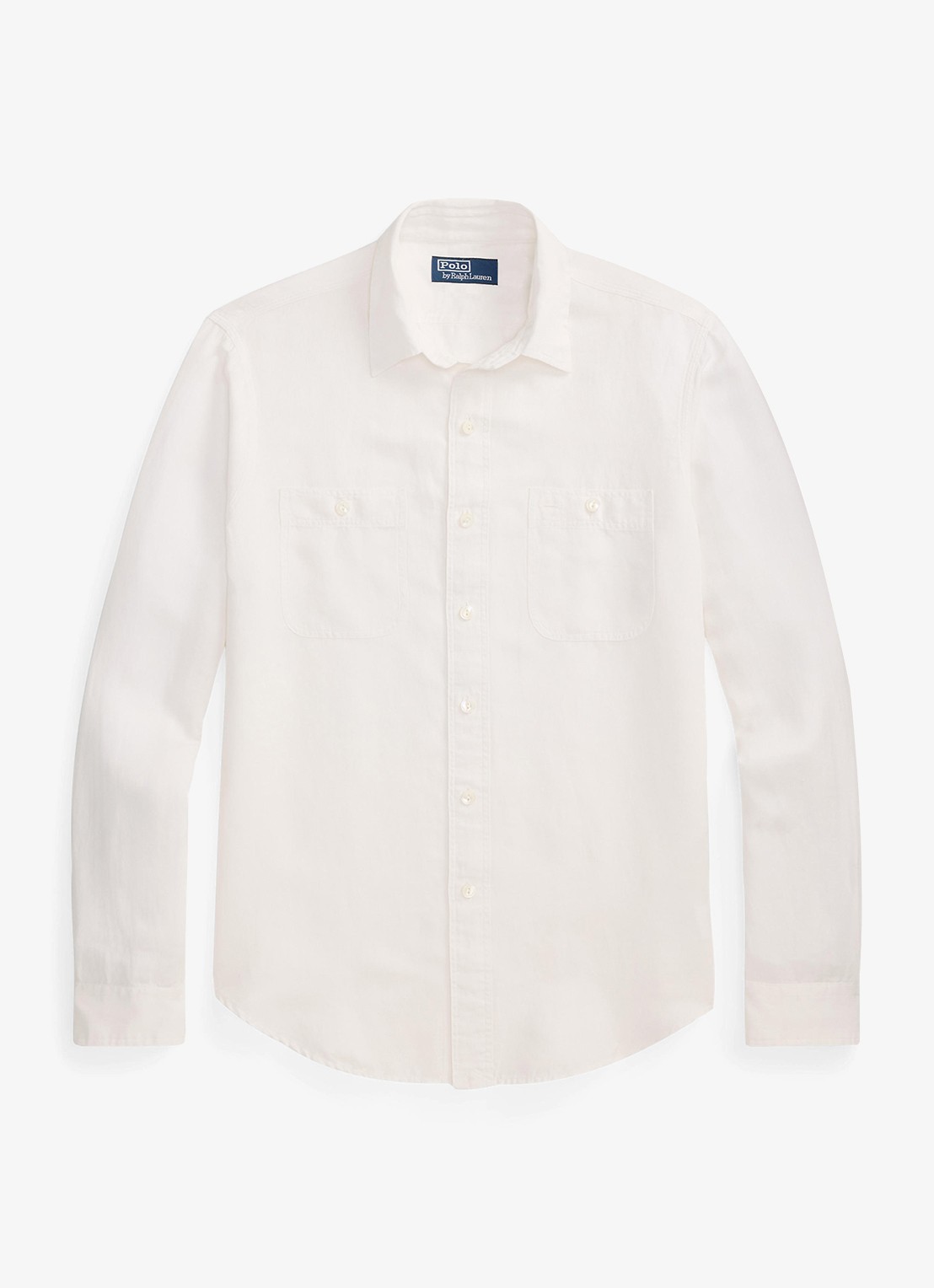 Ralph Lauren Classic fit overhemd in zijdeblend met borstzakken - voorkant 4 white / wit