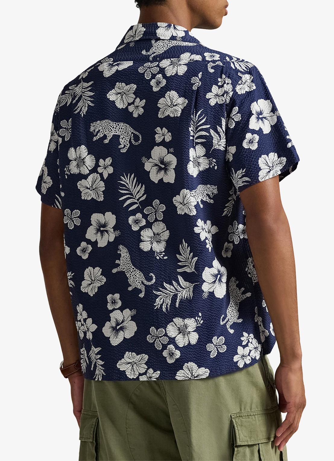 Ralph Lauren Classic fit overhemd met bloemenprint en structuur - achterkant jaguar tropical / donkerblauw