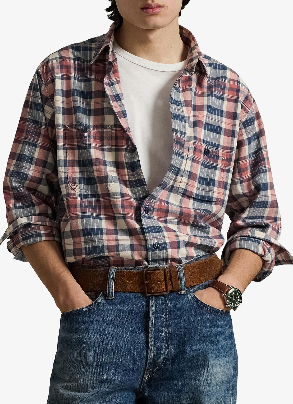 Ralph Lauren Classic fit overhemd met ruitdessin - detail 3 blauw