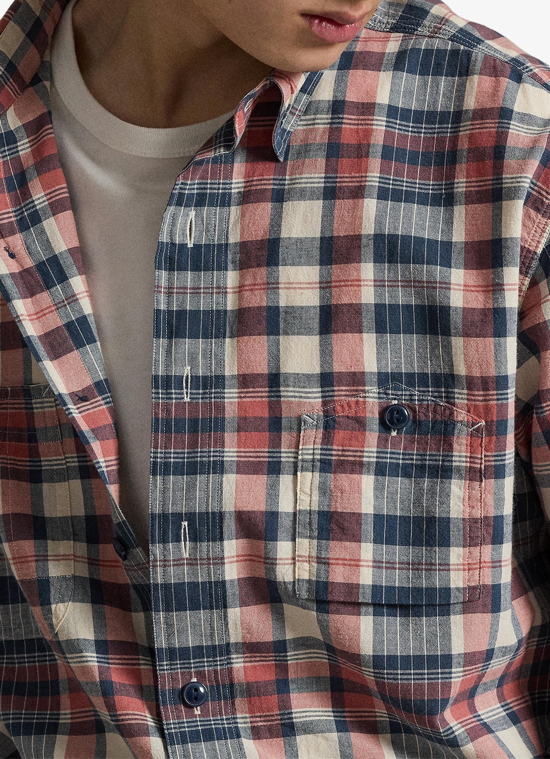 Ralph Lauren Classic fit overhemd met ruitdessin - detail 4 blauw
