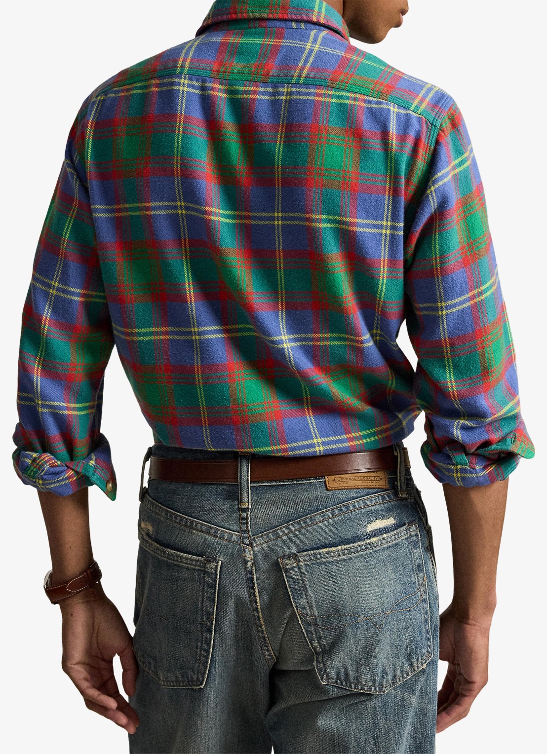 Ralph Lauren Classic fit overhemd met ruitdessin - achterkant 3 7391 royal green multi / groen