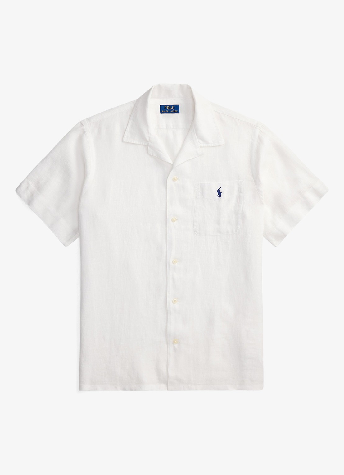 Ralph Lauren Classic fit overhemd van linnen met borstzak - voorkant 3 white / wit