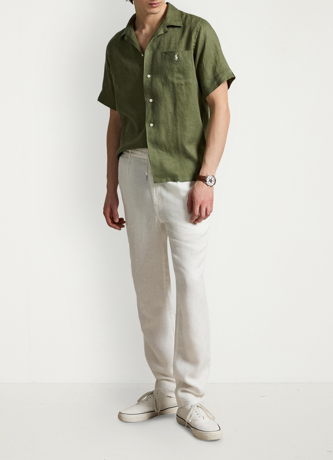 Ralph Lauren Classic fit overhemd van linnen met borstzak - detail 3 garden trail-30z6