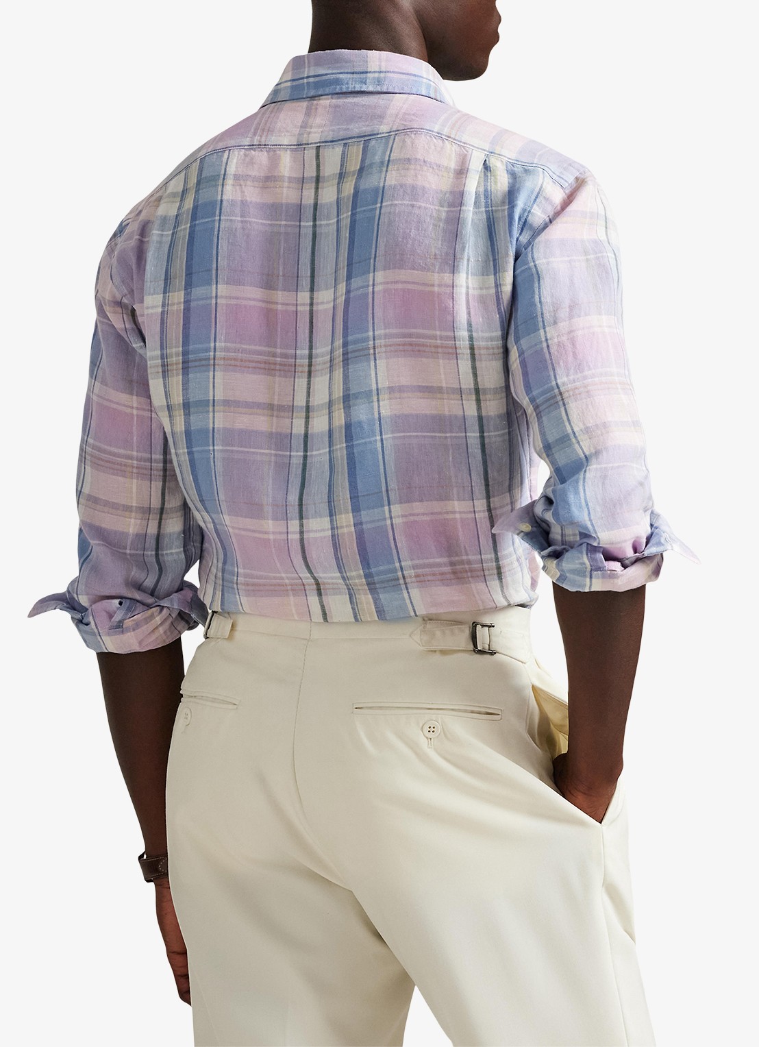 Ralph Lauren Classic fit overhemd van linnen met ruitdessin - achterkant 5 7105b pink blue multi-zyhq