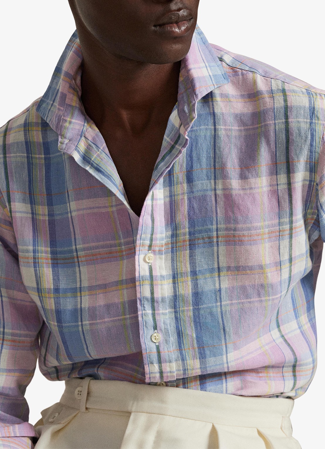 Ralph Lauren Classic fit overhemd van linnen met ruitdessin - detail 2 7105b pink blue multi-zyhq