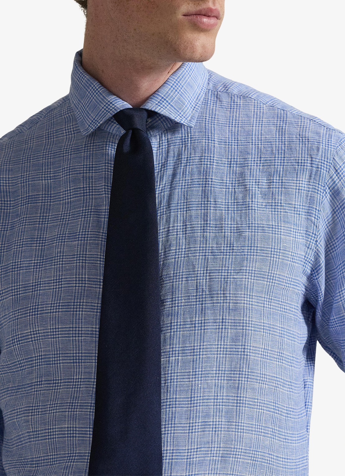 Ralph Lauren Classic fit overhemd van linnen met ruitdessin - detail 3 4596a blue white multi-zyhs