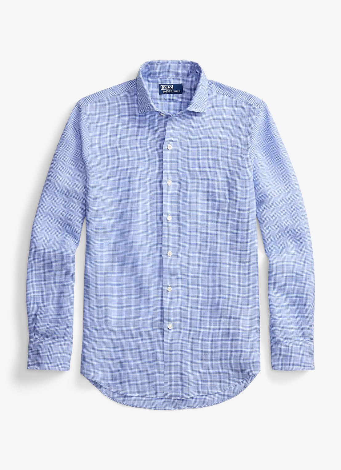 Ralph Lauren Classic fit overhemd van linnen met ruitdessin - voorkant 4 4596a blue white multi-zyhs