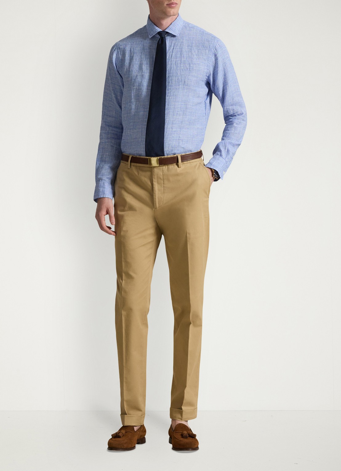 Ralph Lauren Classic fit overhemd van linnen met ruitdessin - voorkant 5 4596a blue white multi-zyhs