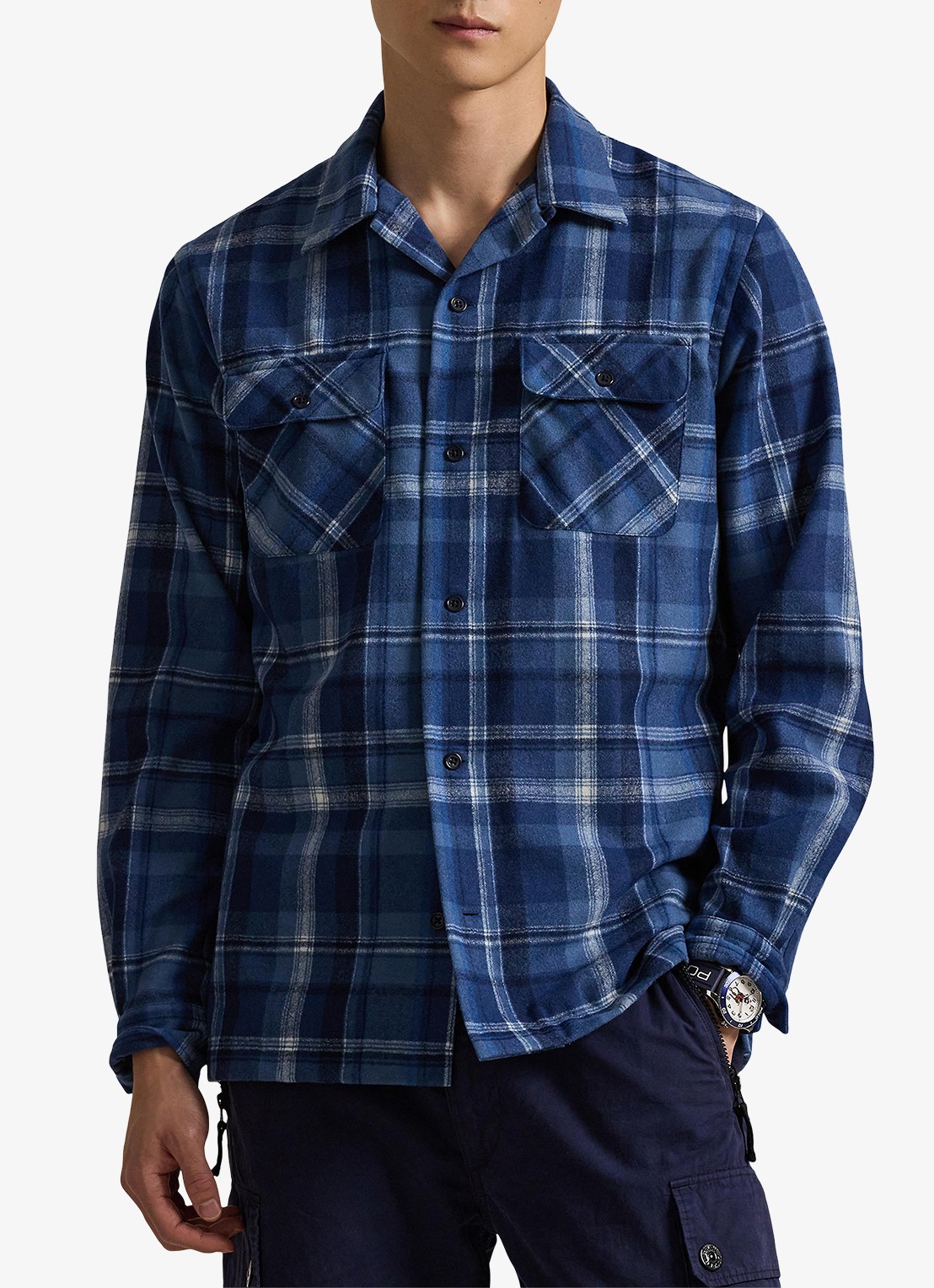Ralph Lauren Classic fit overhemd van wol met ruitdessin - detail 2 blue heather / blauw