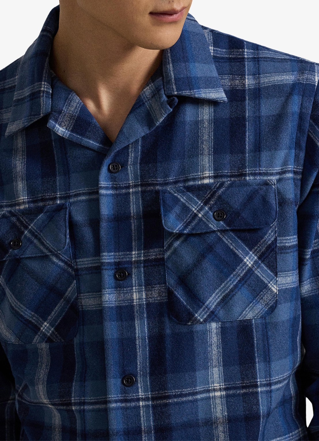 Ralph Lauren Classic fit overhemd van wol met ruitdessin - detail 3 blue heather / blauw