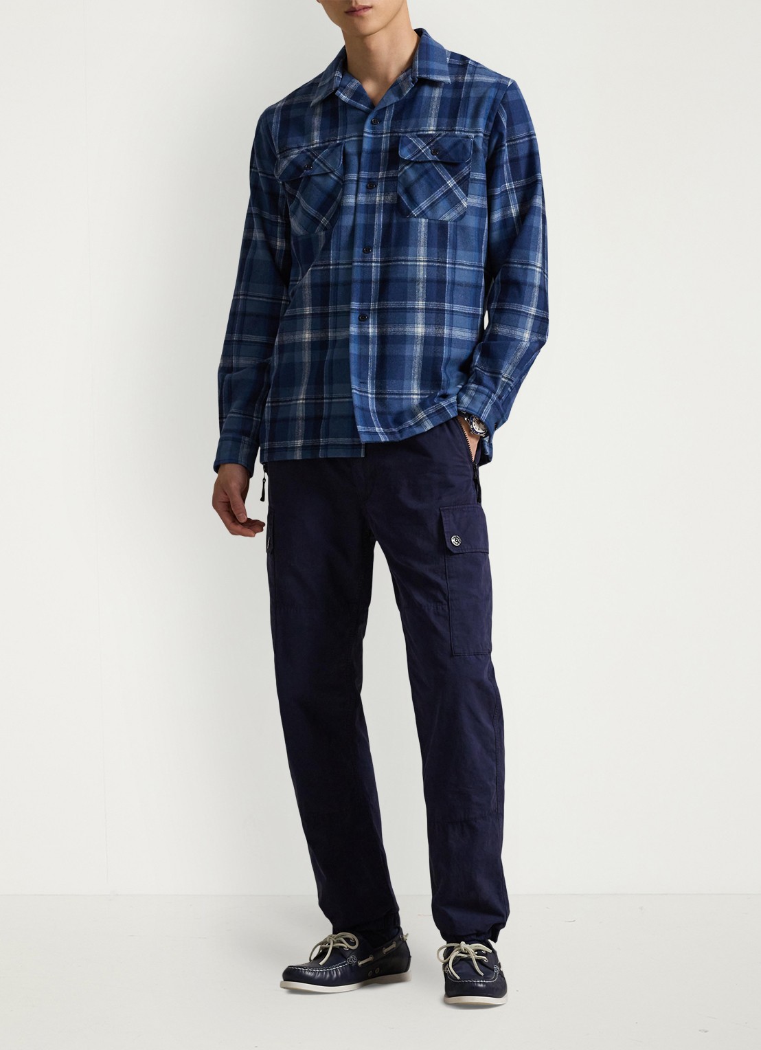 Ralph Lauren Classic fit overhemd van wol met ruitdessin - voorkant 5 blue heather / blauw