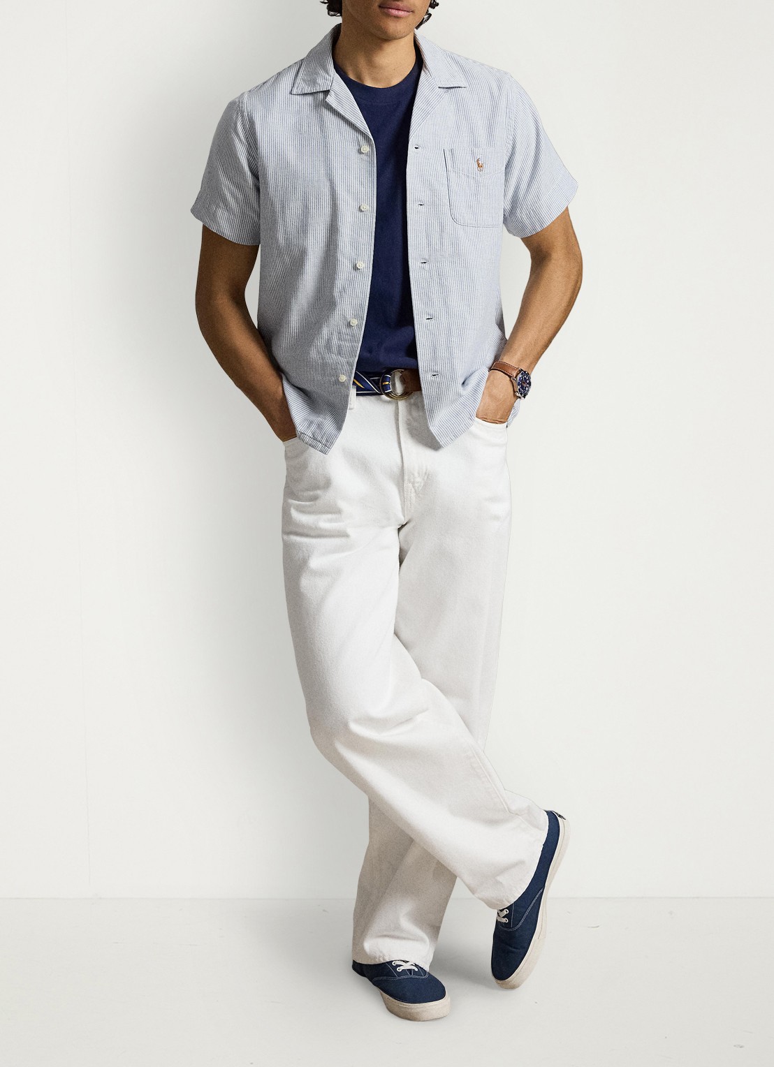 Ralph Lauren Classic fit Oxford overhemd met streepprint - detail 3 7202 blue cream / blauw