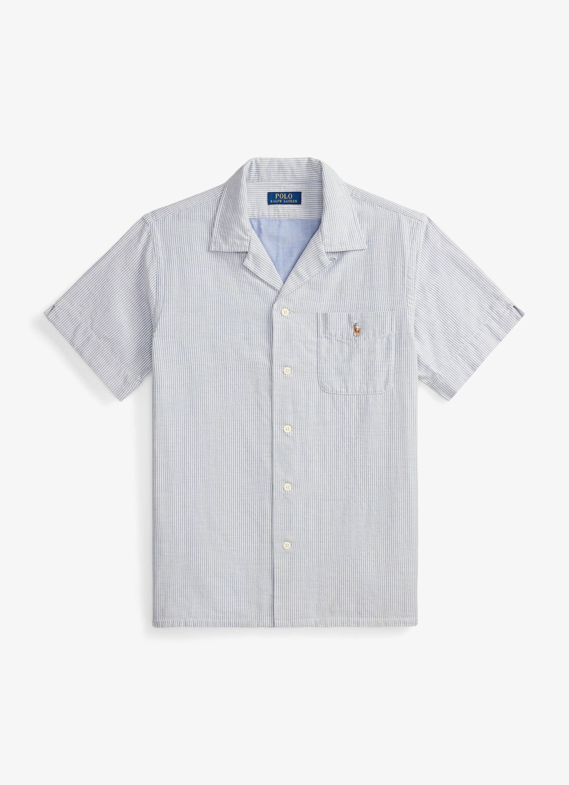 Ralph Lauren Classic fit Oxford overhemd met streepprint - voorkant 2 7202 blue cream / blauw