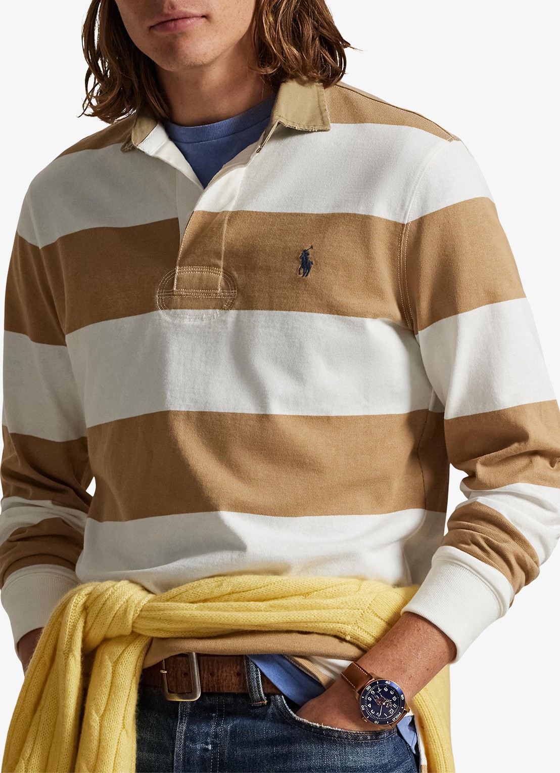 Ralph Lauren Classic fit polo met logoborduring - detail 3 cafe tan / camel