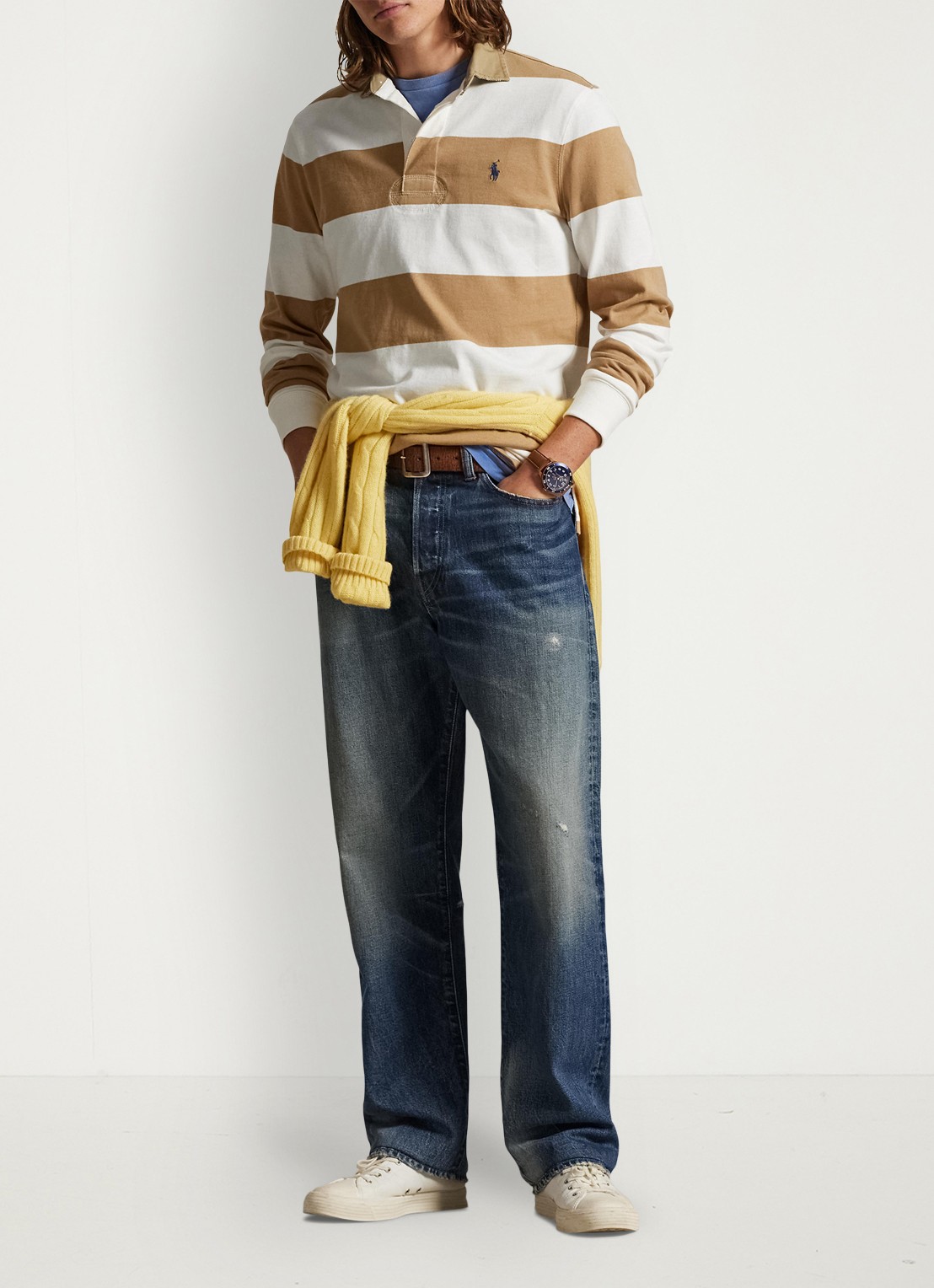 Ralph Lauren Classic fit polo met logoborduring - voorkant 2 cafe tan / camel