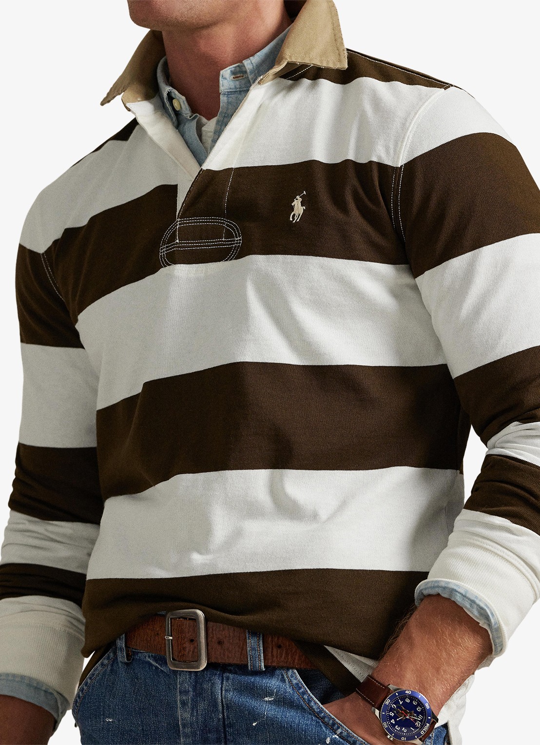 Ralph Lauren Classic fit polo met logoborduring - detail 4 dark brown / donkerbruin