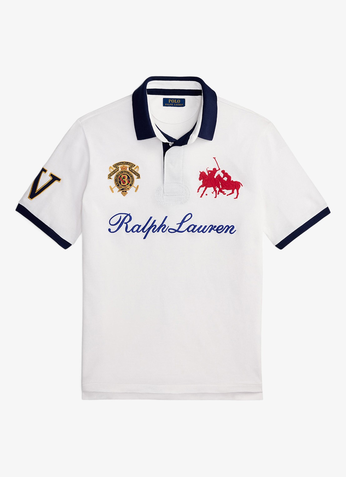 Ralph Lauren Classic fit polo met logoborduring - voorkant 4 white / wit