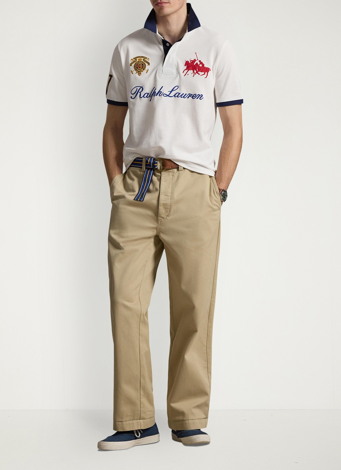 Ralph Lauren Classic fit polo met logoborduring - voorkant 5 white / wit