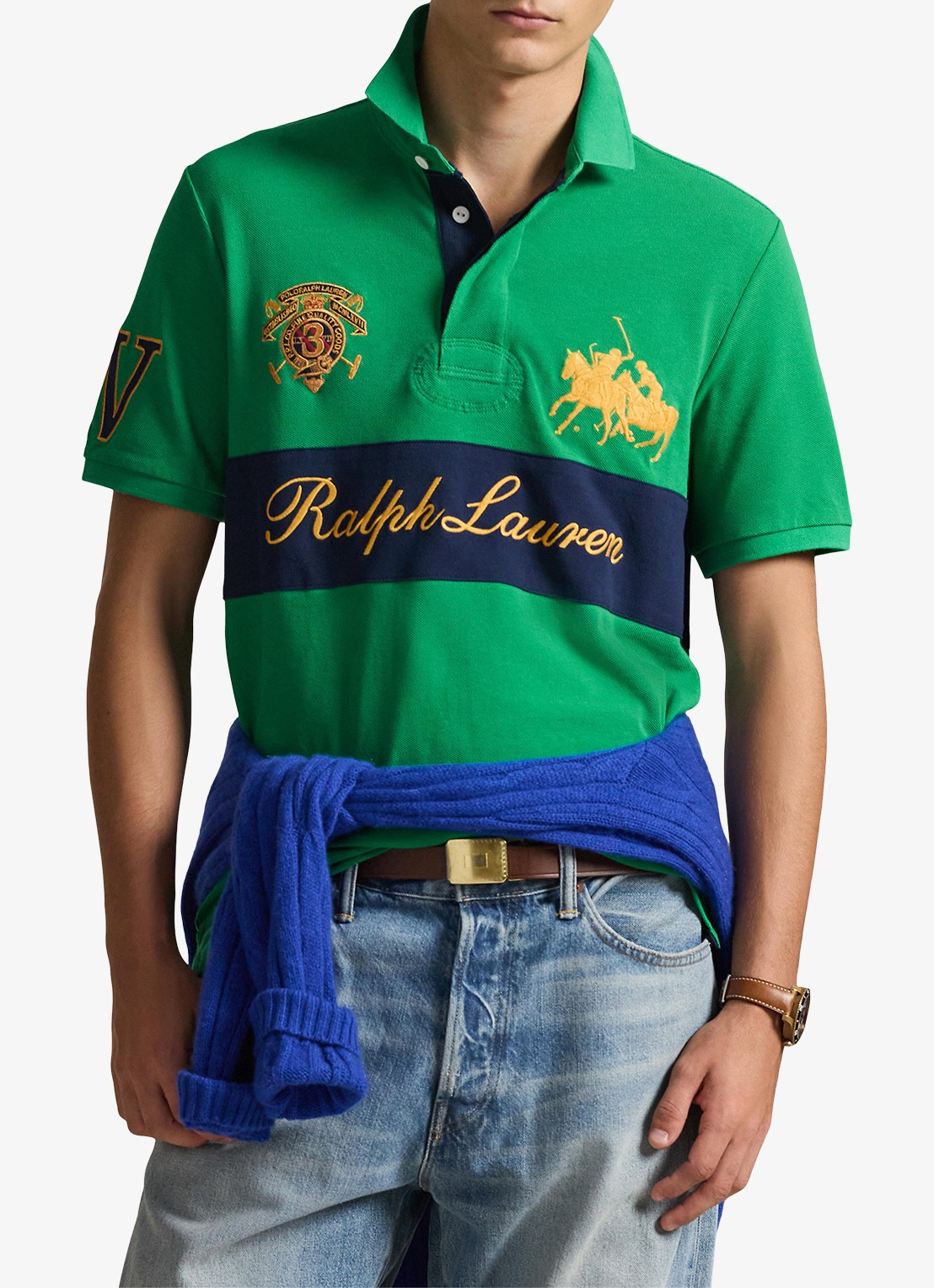 Ralph Lauren Classic fit polo met logoborduring - detail stafford green/newport navy-zyke