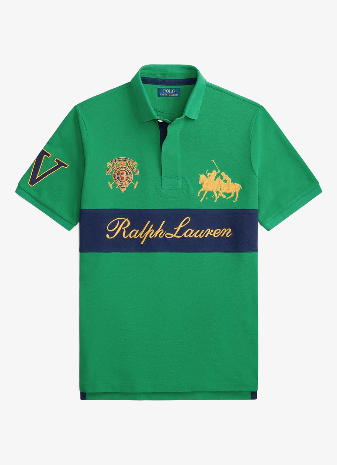 Ralph Lauren Classic fit polo met logoborduring - voorkant 4 stafford green/newport navy-zyke
