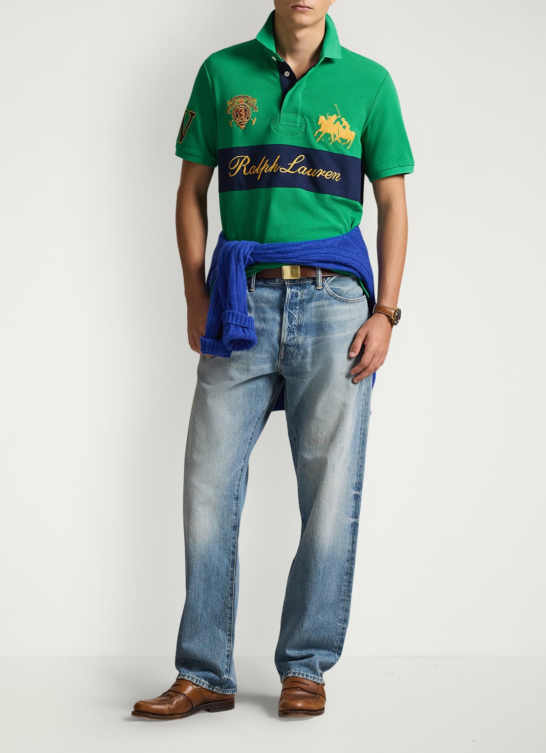 Ralph Lauren Classic fit polo met logoborduring - voorkant 5 stafford green/newport navy-zyke