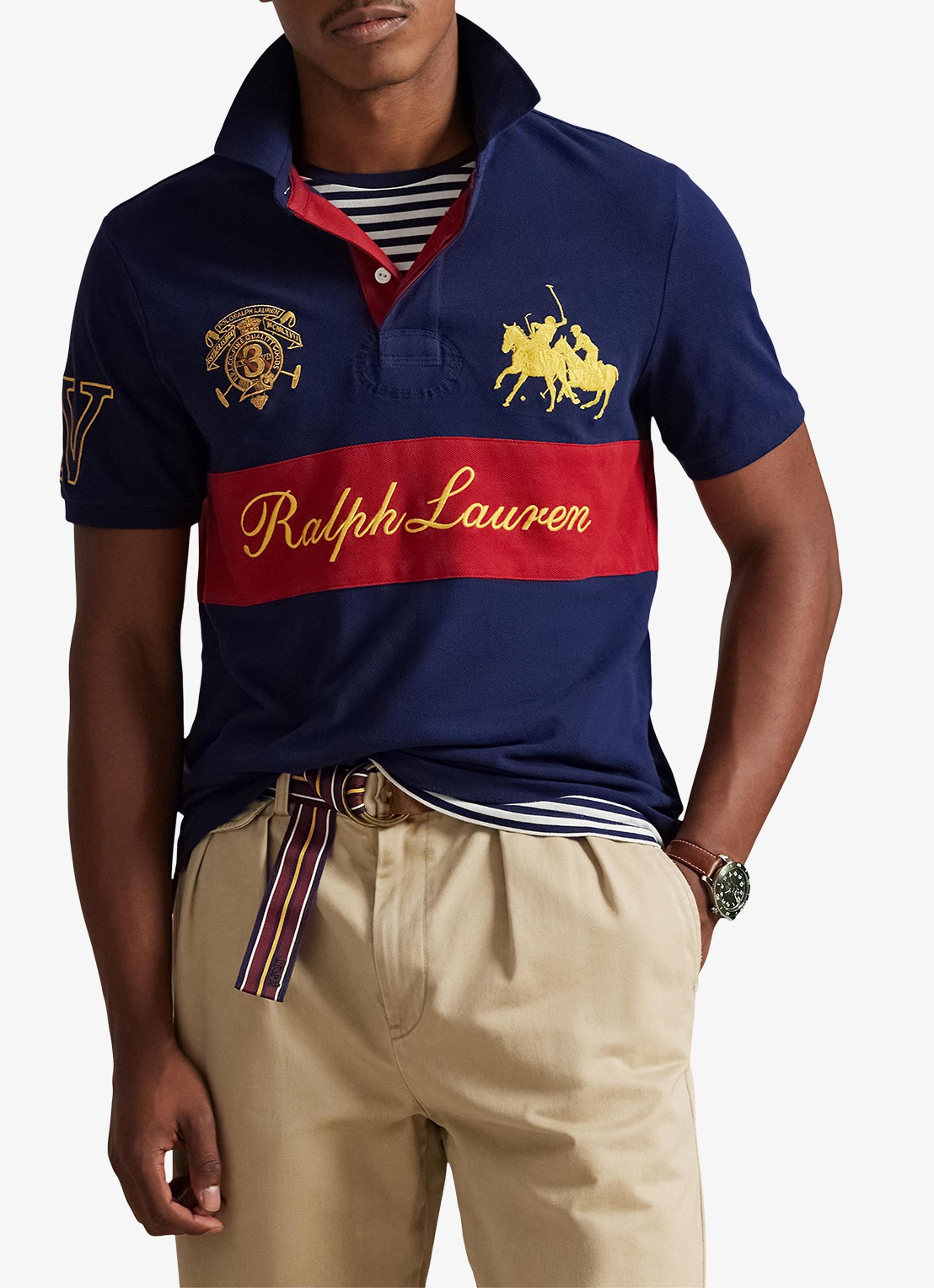 Ralph Lauren Classic fit polo met logoborduring - detail 2 newport navy/sweet tomato-zykf