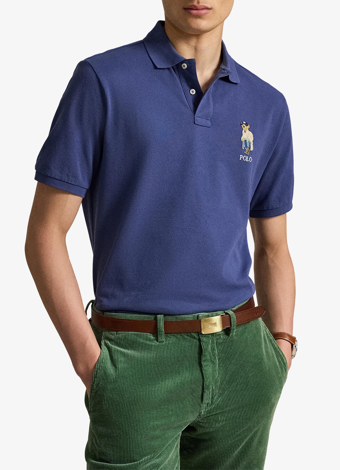 Ralph Lauren Classic fit polo met logoborduring - voorkant 5 light navy / donkerblauw