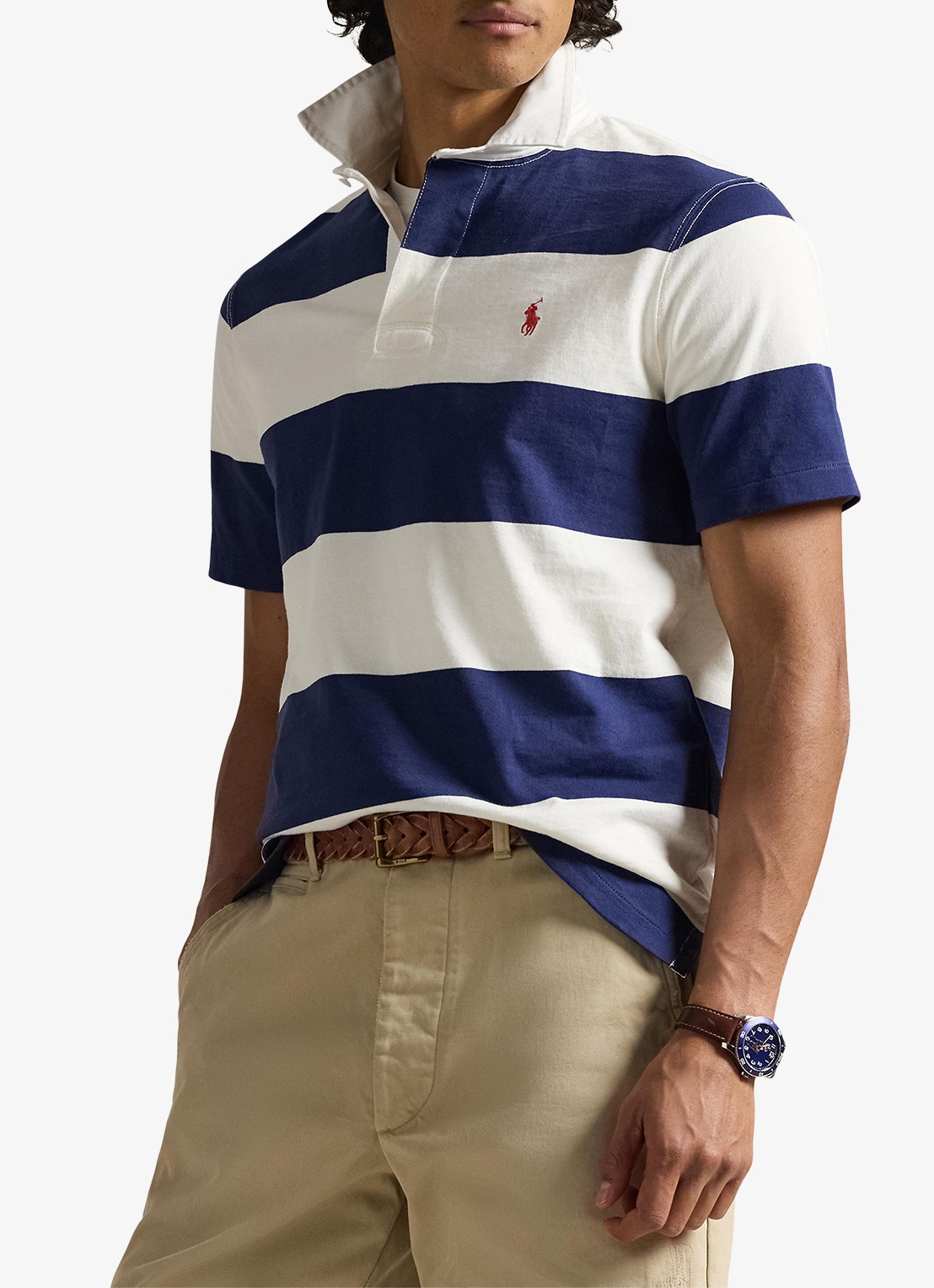 Ralph Lauren Classic fit polo met streepprint - detail 2 dark cobalt/deckwash white-zyrh