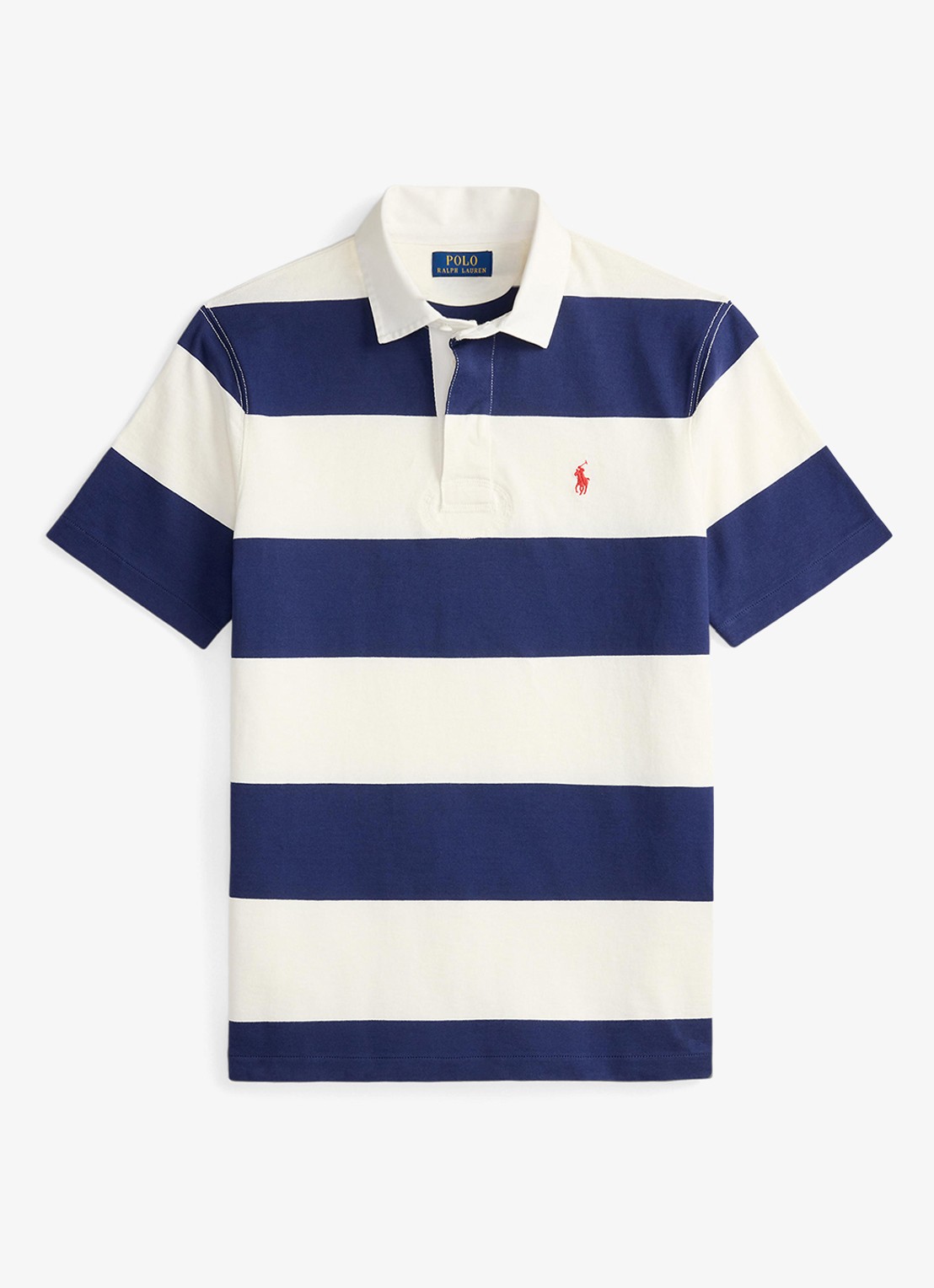 Ralph Lauren Classic fit polo met streepprint - voorkant 4 dark cobalt/deckwash white-zyrh