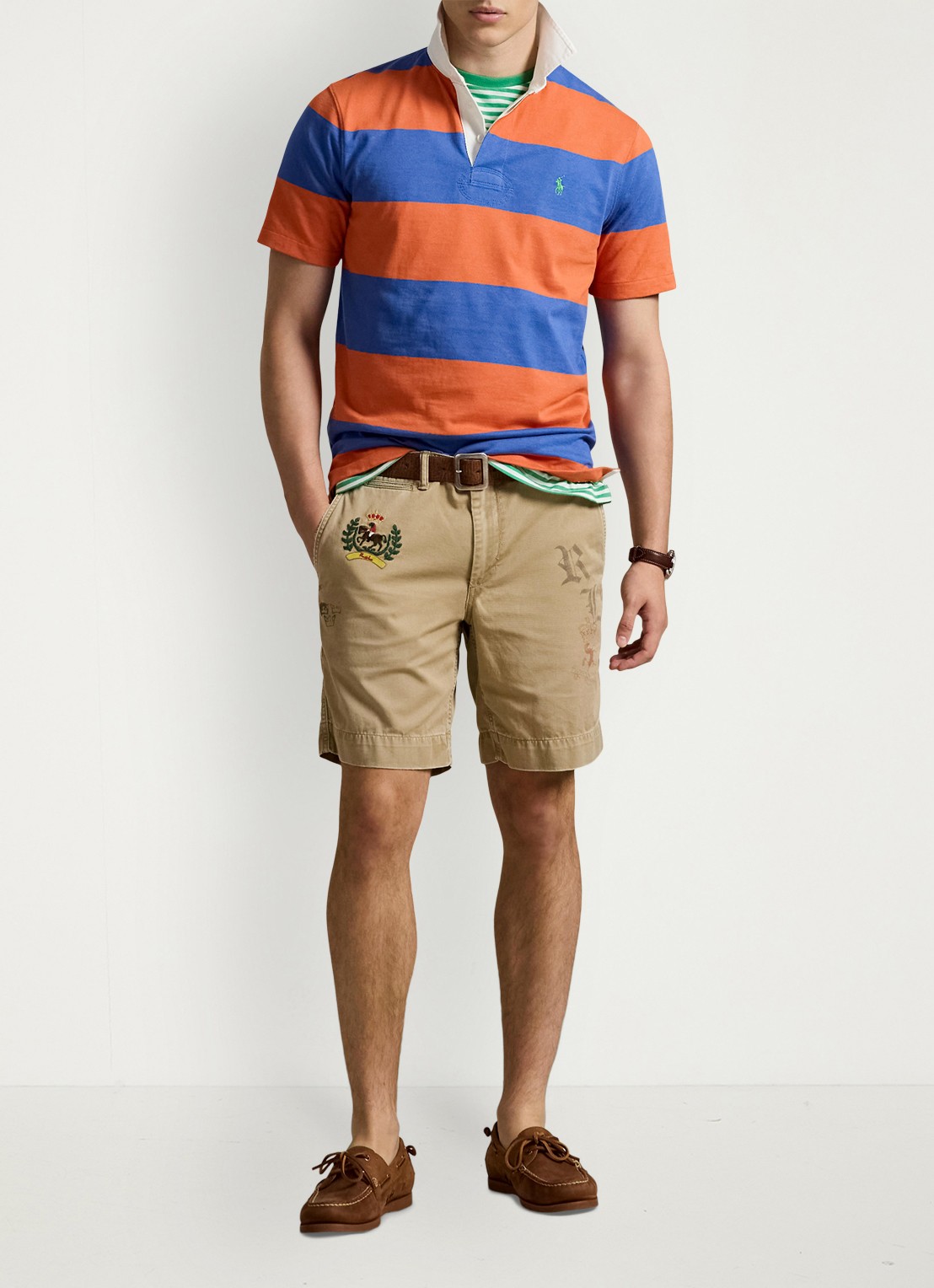 Ralph Lauren Classic fit polo met streepprint - voorkant 3 solar sky/modern royal-zygh