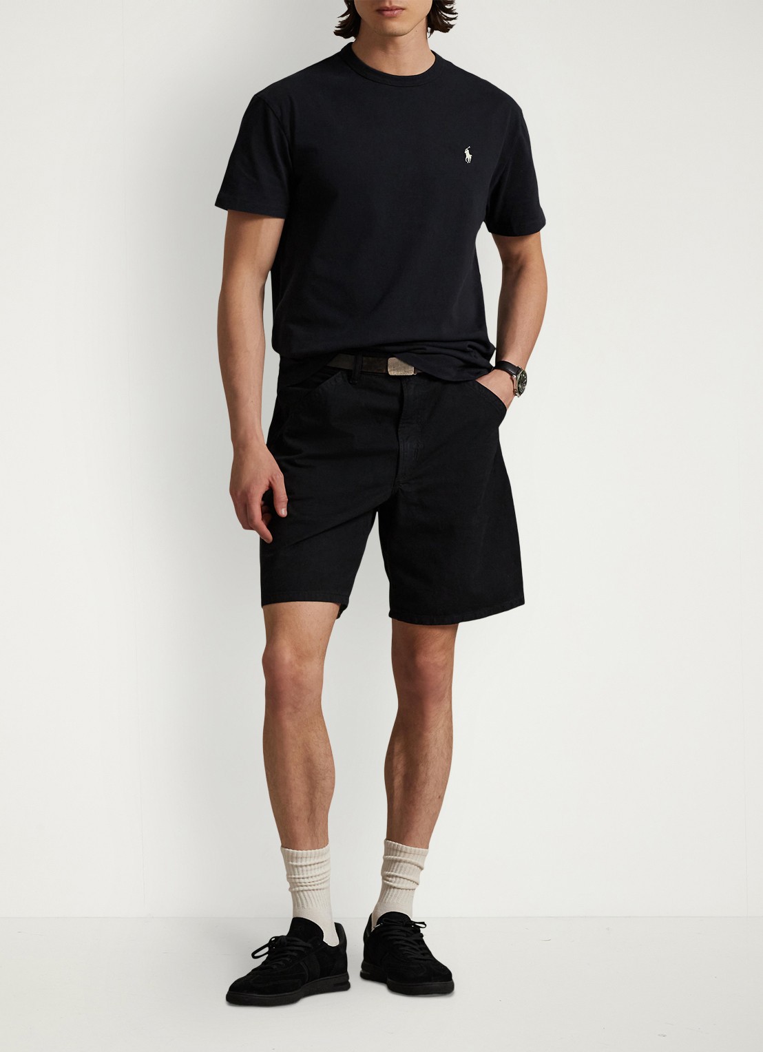 Ralph Lauren Classic fit T-shirt met ronde hals - voorkant 4 polo black / zwart