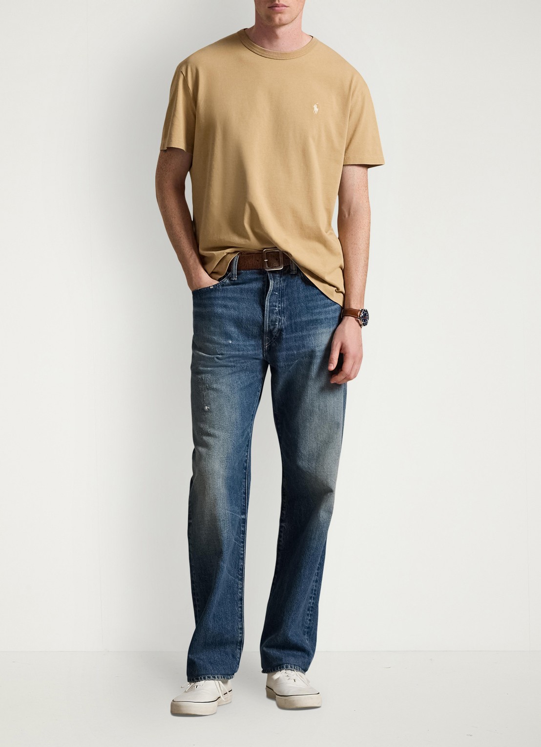 Ralph Lauren Classic fit T-shirt met ronde hals - voorkant 2 classic camel-2xsg