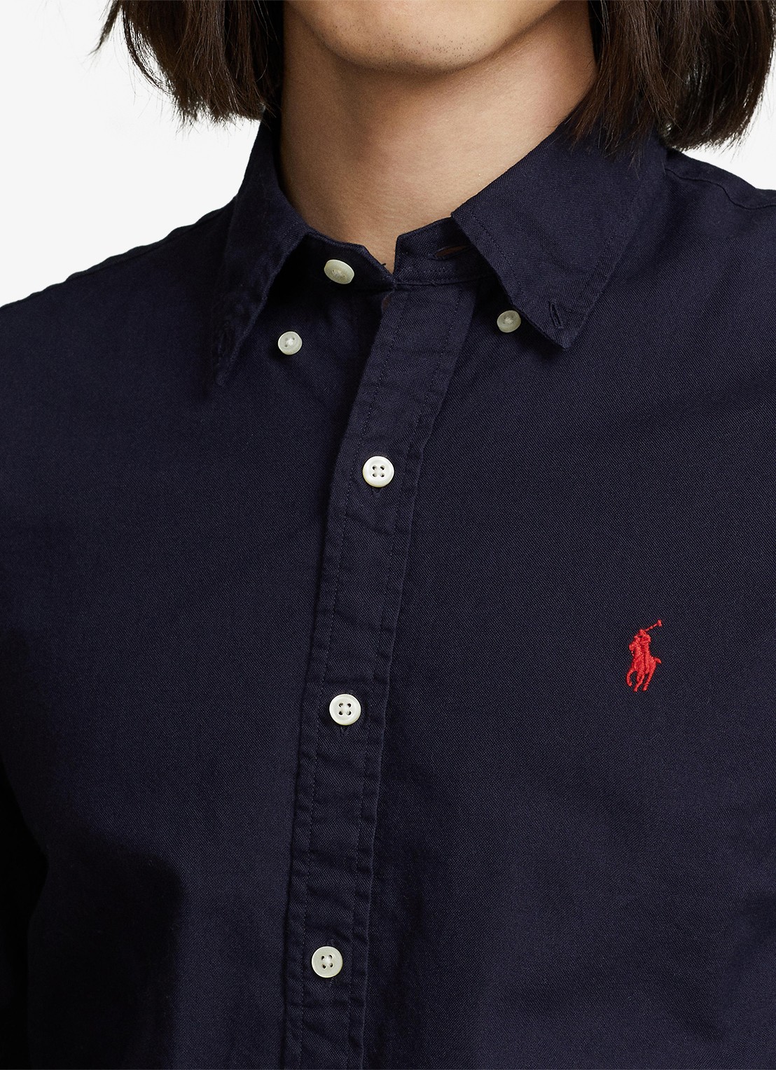 Ralph Lauren Classic slim fit overhemd van katoen - detail 5 rl navy / donkerblauw