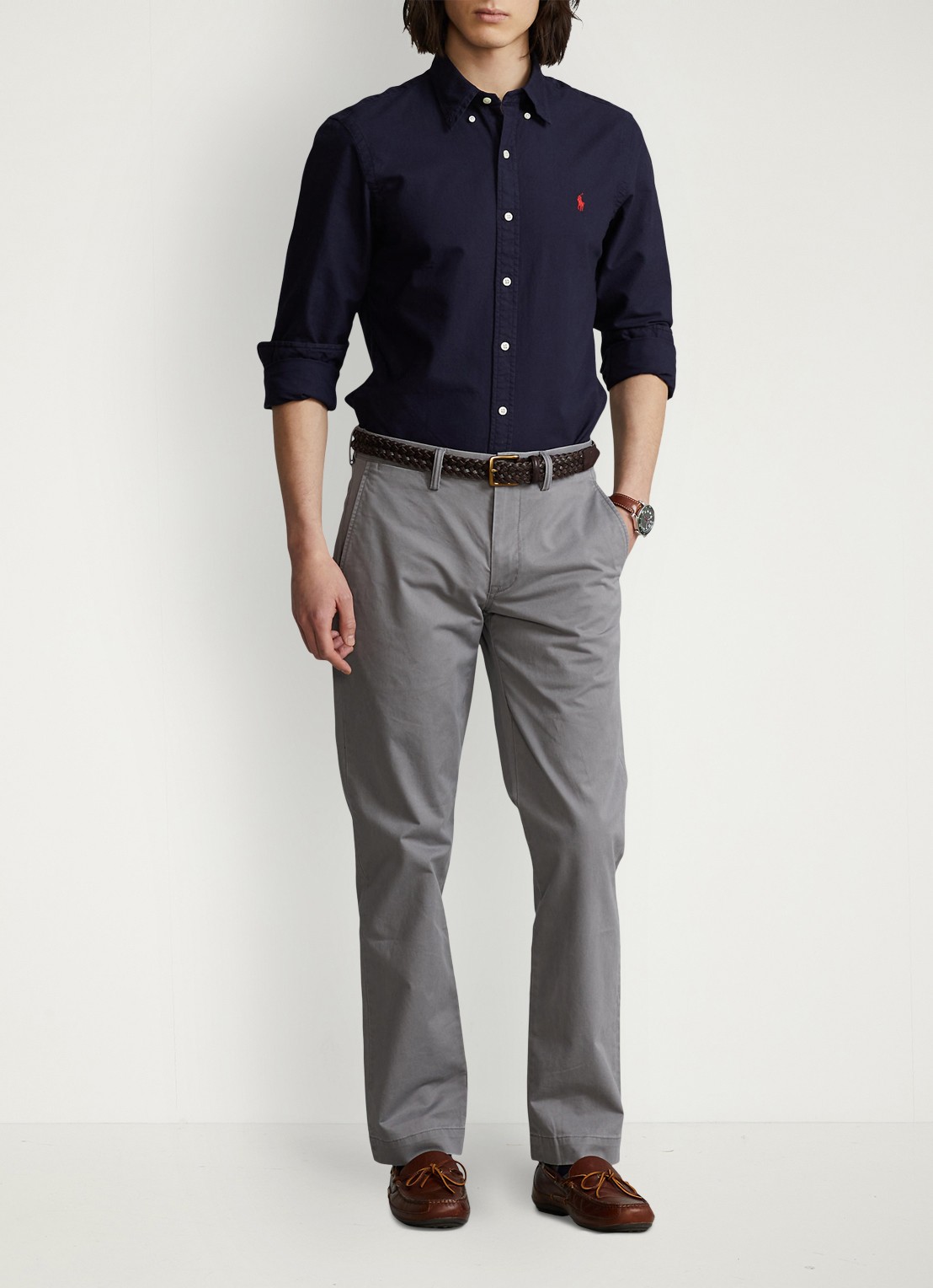 Ralph Lauren Classic slim fit overhemd van katoen - voorkant 2 rl navy / donkerblauw