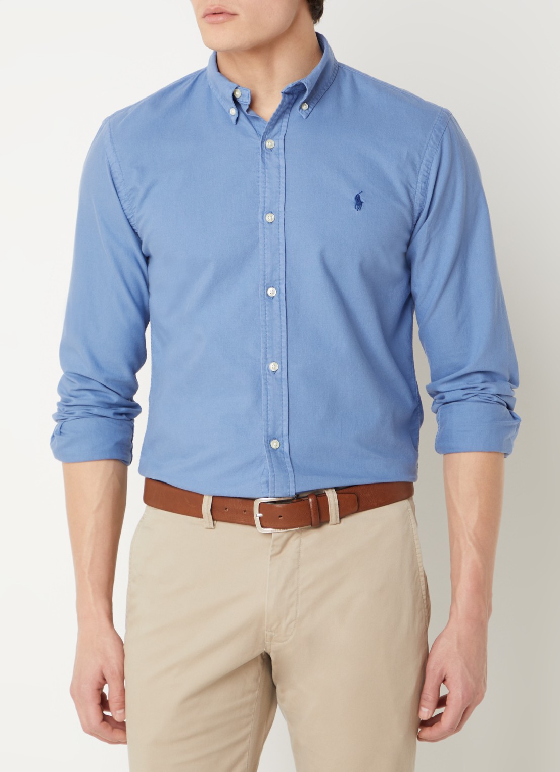 Ralph Lauren Classic slim fit overhemd van katoen - detail 4 bastille blue / blauw