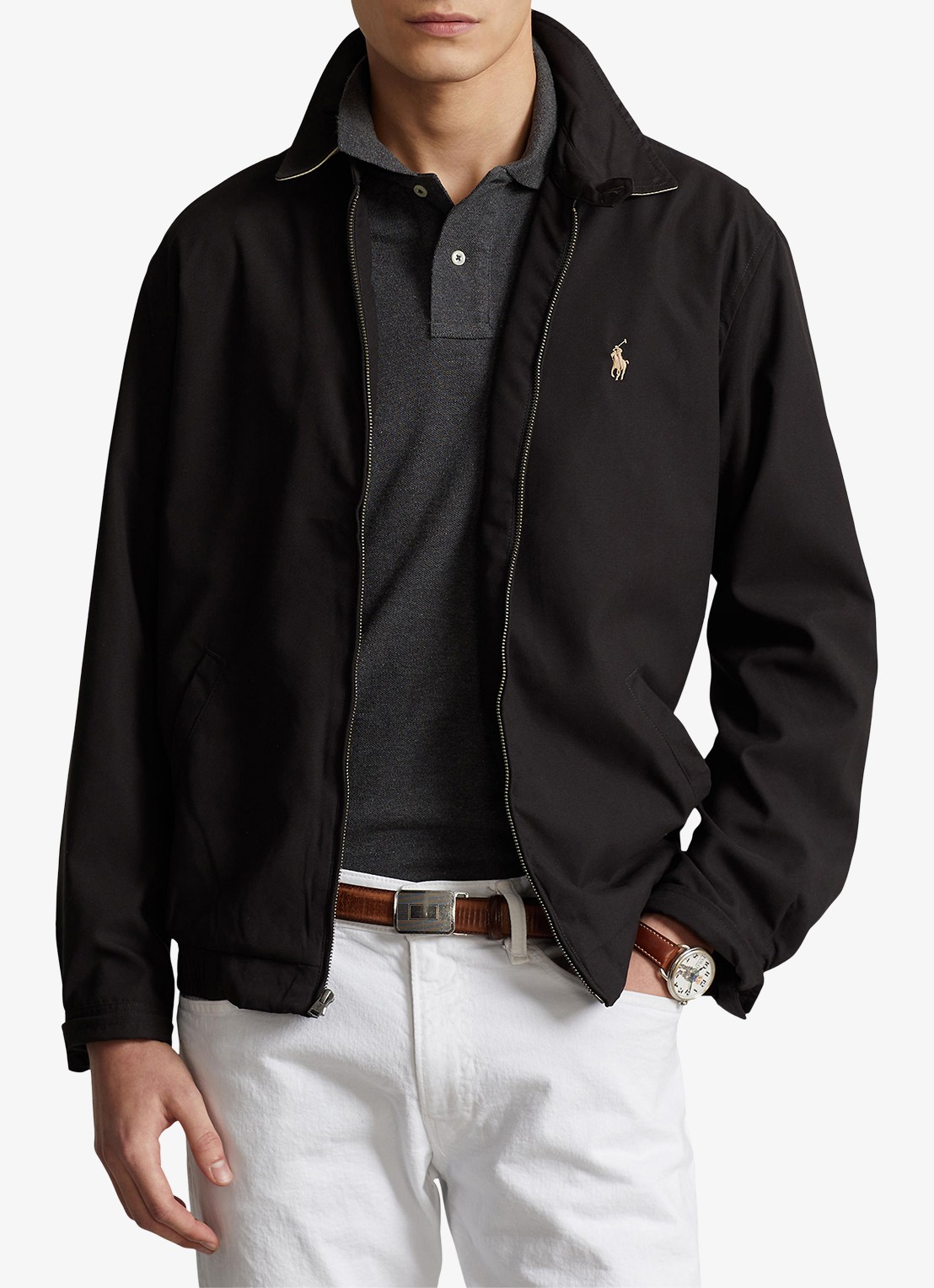 Ralph Lauren Coach jack met klassieke kraag - detail 3 rl black / zwart